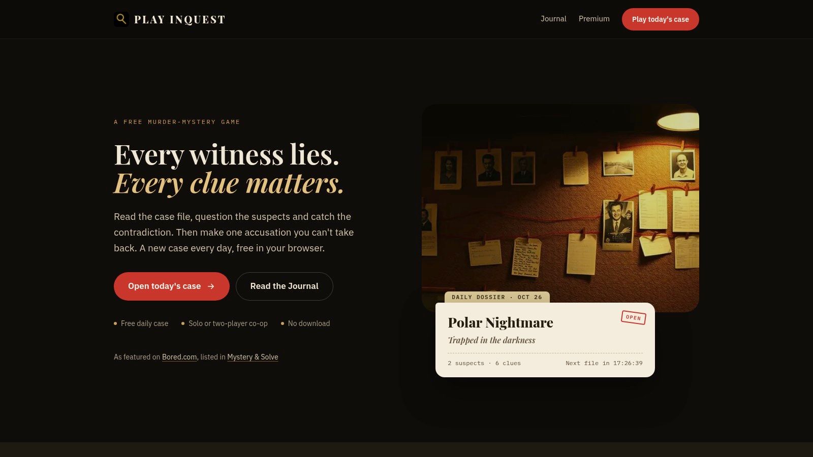 PLAY INQUEST browser murder mystery